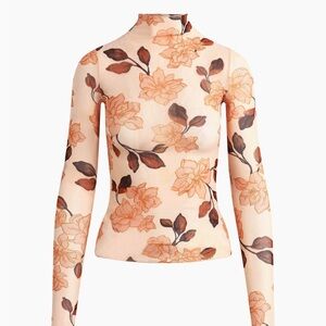 Favorite Daughter Floral Mesh Top - Cream and Brown